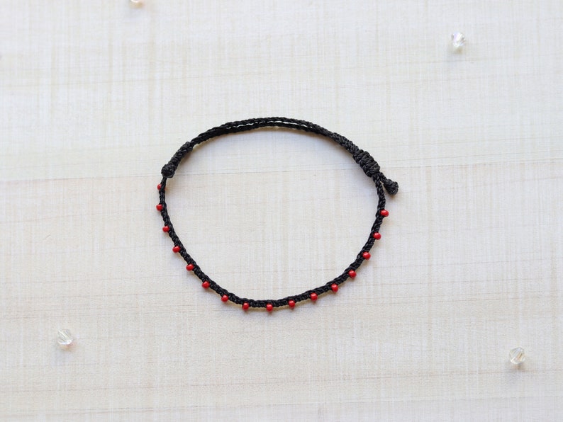 Black & Reddainty Seed Bead Bracelet or Ankletmicro - Etsy