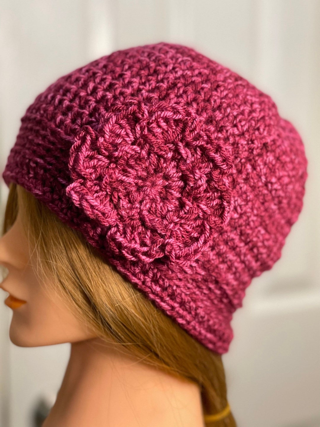 Crochet Beanie Hat With Flower or Ball - Etsy