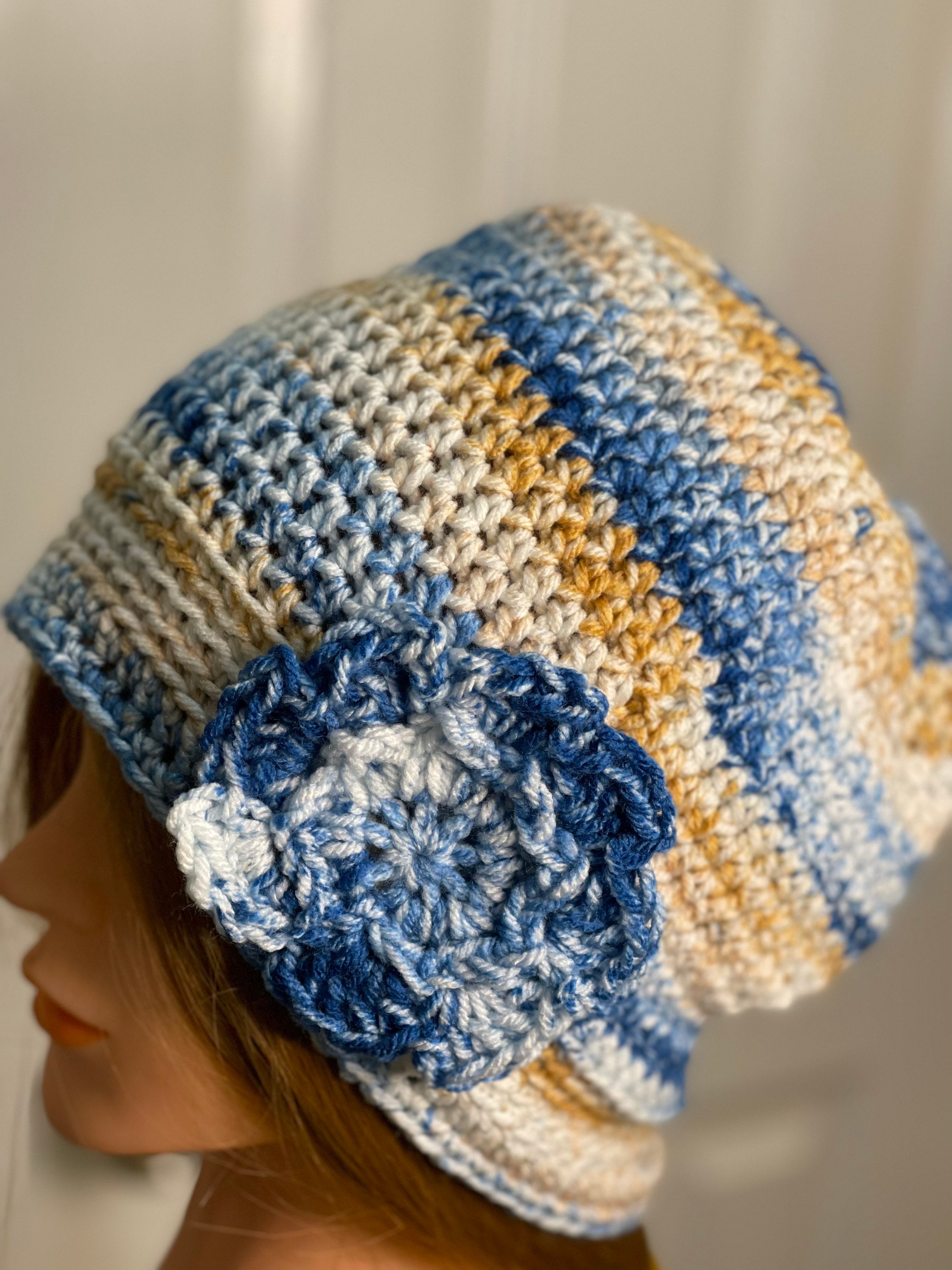 Crochet Beanie Hat With Flower or Ball - Etsy