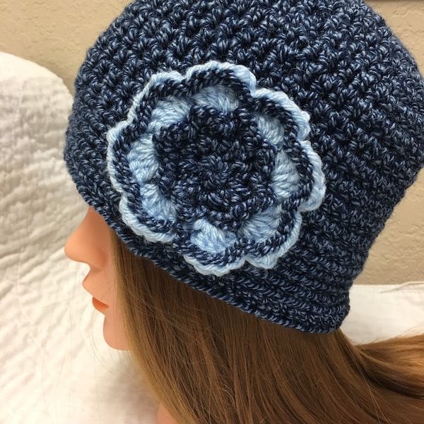 Crochet Flower Beanie Pattern Etsy