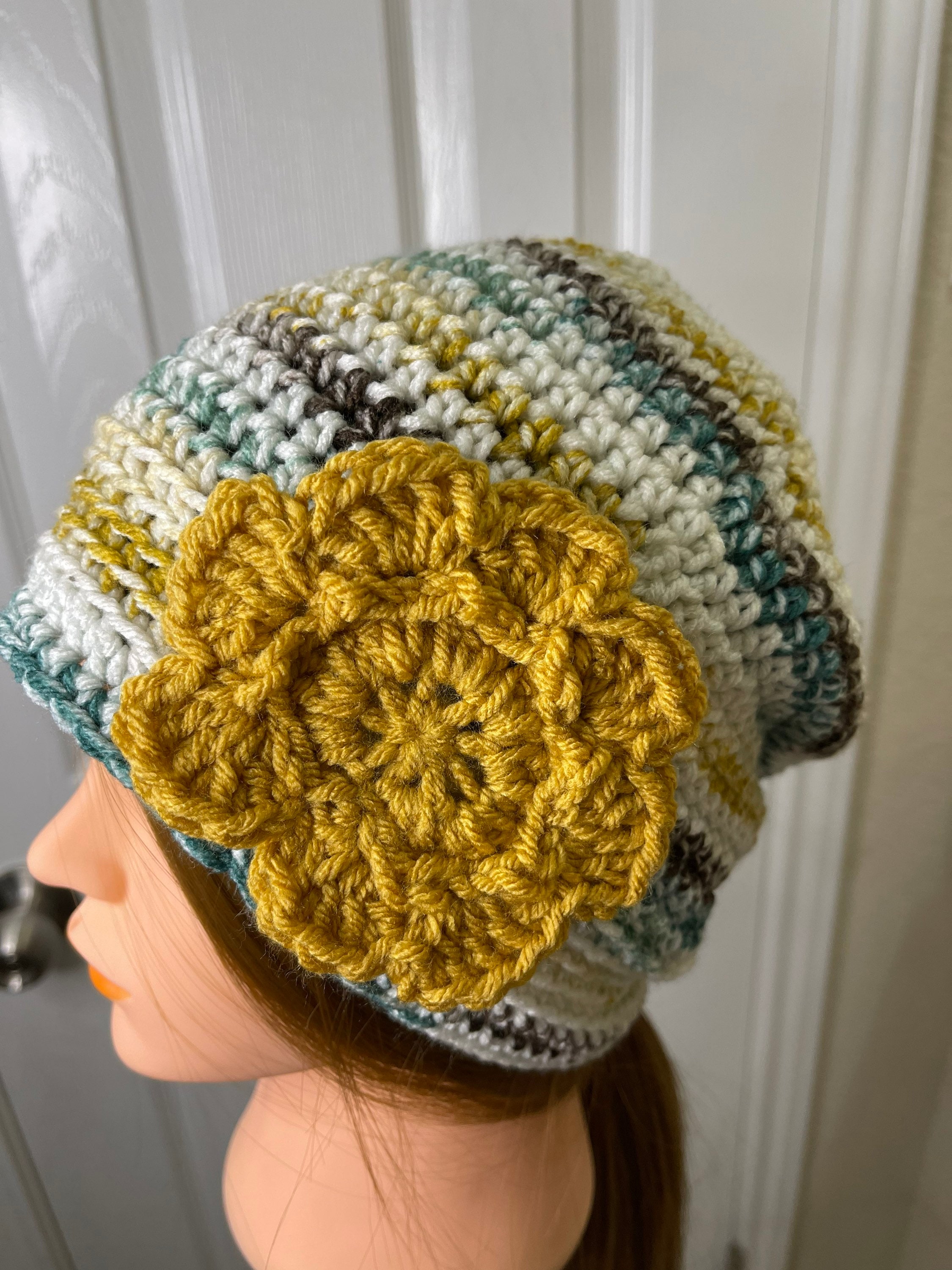 Crochet Beanie Hat With Flower - Etsy