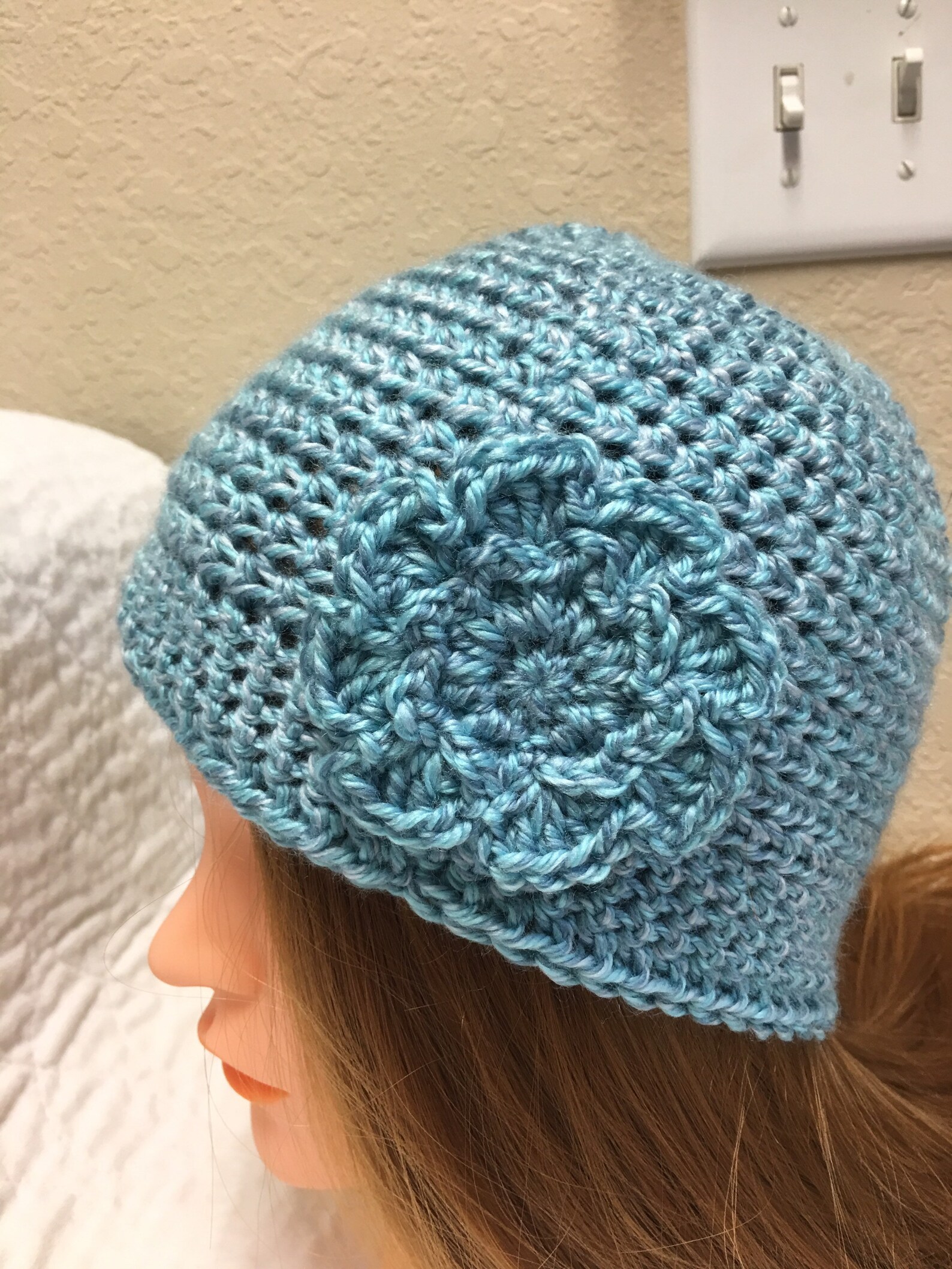 Crochet Beanie Hat With Flower - Etsy