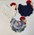 Crochet Chicken Coaster: 100% Cotton, Farmhouse Decor