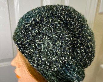 Crochet beanie hat with flower