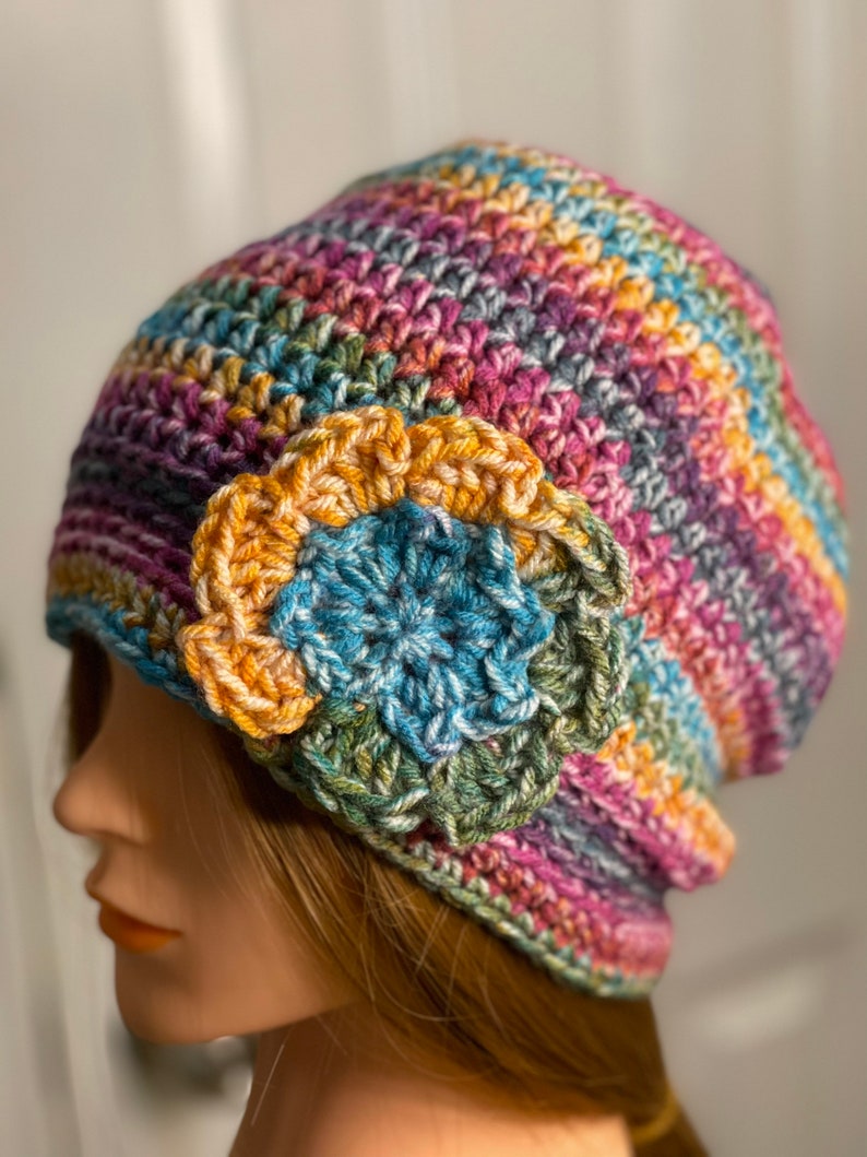 Crochet Beanie Hat With Flower - Etsy