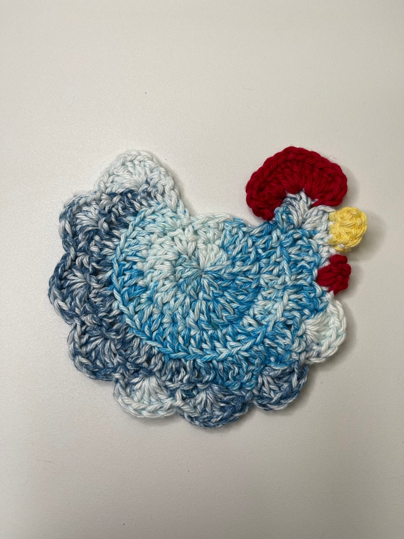 Crochet Chicken Coaster: 100% Cotton, Farmhouse Decor Paris in june