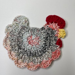 Crochet Chicken Coaster: 100% Cotton, Farmhouse Decor city beat