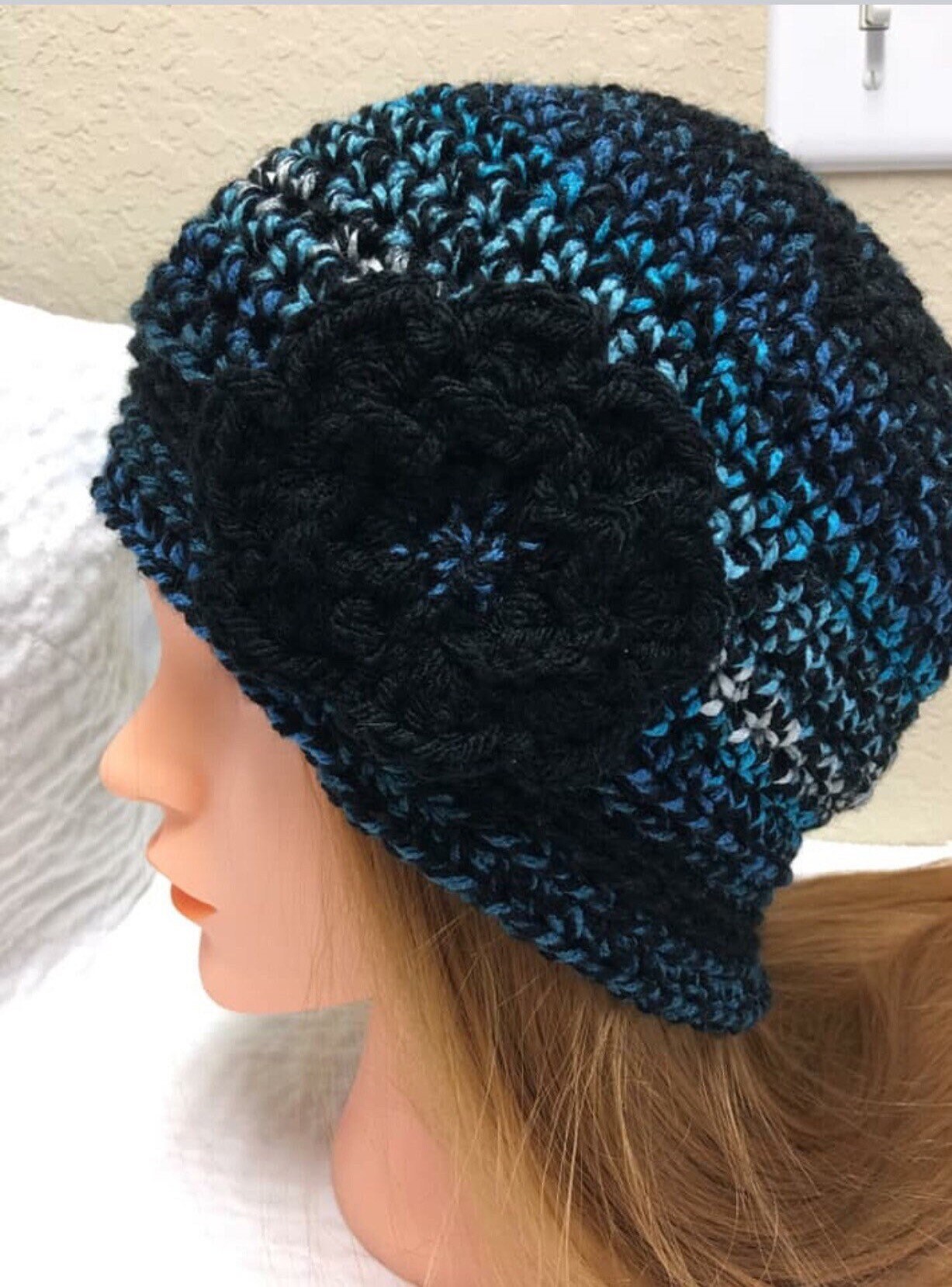 Crochet Beanie Hat With Flower - Etsy