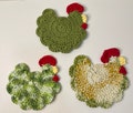 Crochet Chicken Coaster: 100% Cotton, Farmhouse Decor