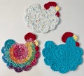 Crochet Chicken Coaster: 100% Cotton, Farmhouse Decor