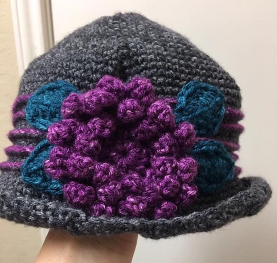 Handmade Crochet Beanie Hat: Boho Floral Design - Etsy display picture 2