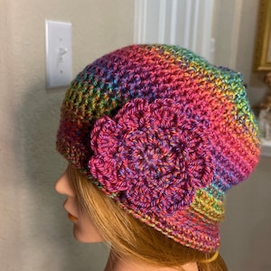 Crochet Beanie Hat With Flower