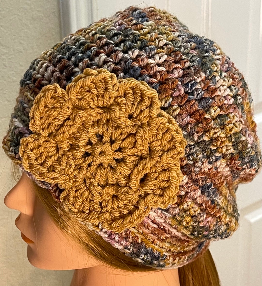 Crochet Beanie Hat With Flower - Etsy