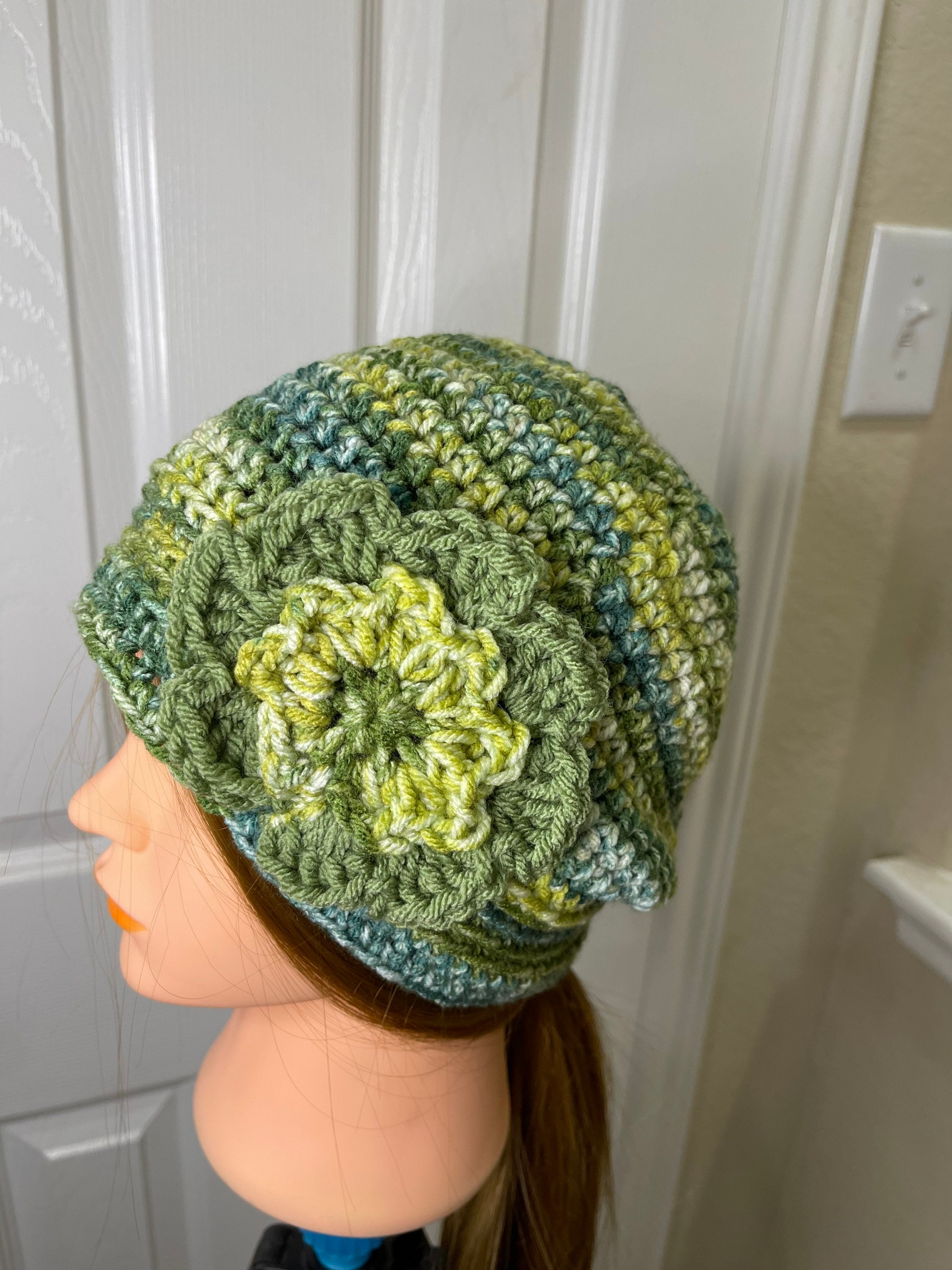 Crochet Beanie Hat With Flower - Etsy