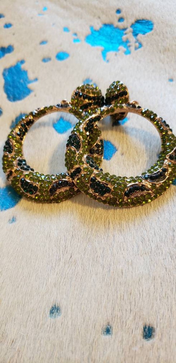 Snake skin designed rhinestone earrings