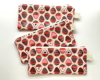 Zipper Pouches - Valentine's Day Collection! Pencil Case, Cosmetic Case, Project Bag