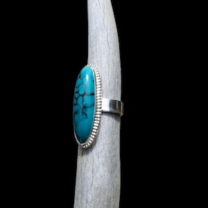 Oldstock 1980s Hubei Turquoise Ring, Size 8 1/2, R352