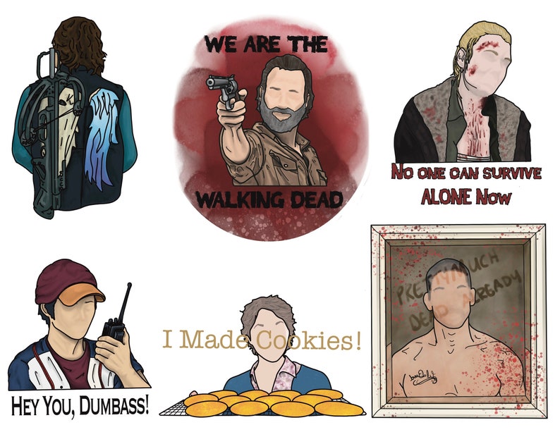 Set of 6 the Walking Dead Vinyl Stickers Etsy