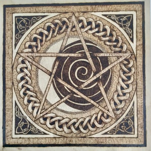 Crescent Pentacle Wood Burning