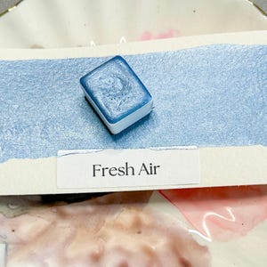 Fresh Air Handmade Watercolor – Frosted Mid Blue with Shimmer – Limited Edition Glitter Pan for Artists
