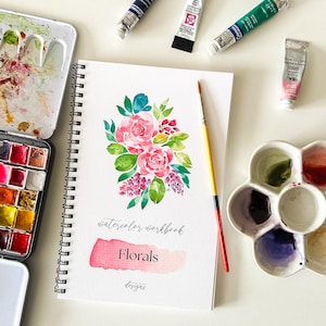 Flowers Watercolor Workbook: Paintable Floral Coloring Book