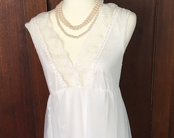 M/Double Nylon/White Nightgown/Medium