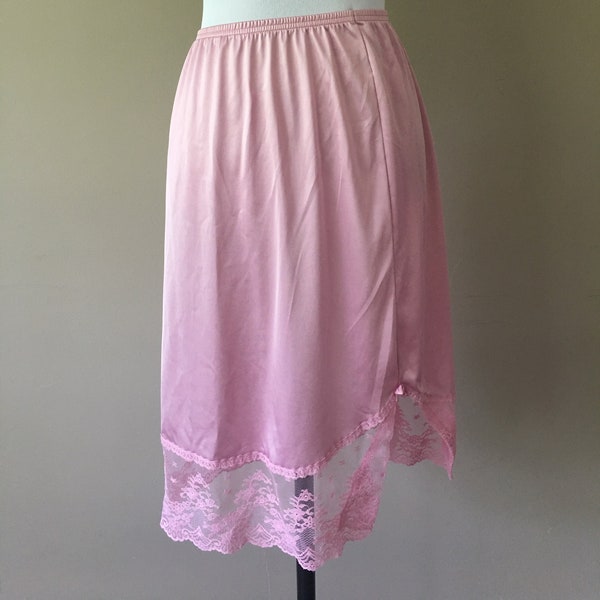 Half Slip Small Vanity Fair 24" Long Pink Nylon Vintage Lingerie