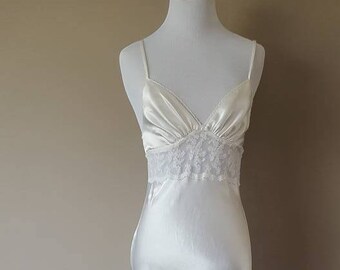 70's White Long Button Down Eyelette Nightgown by Serbin main image 1