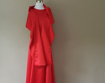 Red Gown Size 8 Red Gown Satin Criss-Cross Back Long  Sexy Union Made In USA Medium Vintage Apparel