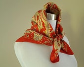 Scarf 22 Inches by 23 Inches Liberty of London Made in England Yellow White Black Gold and Red Paisley Vintage Accessory