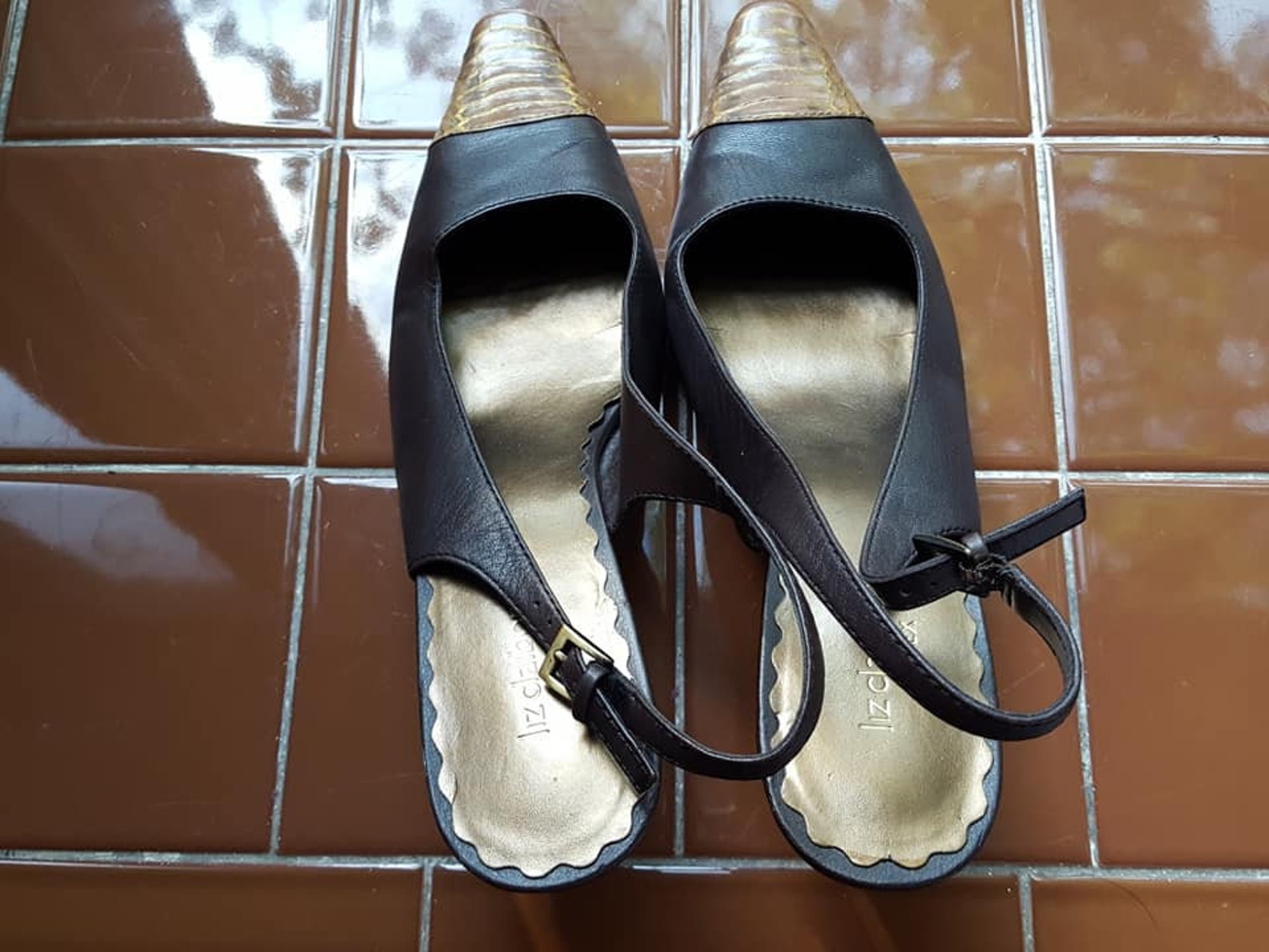 Shoes 8M Liz Claiborne Flex Brown Leather Slingbacks | Etsy