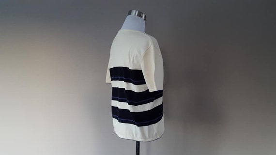 Pullover Medium Casual Corner Black White Striped… - image 3