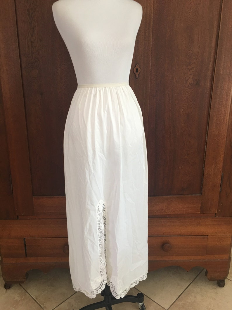 Vintage Medium 38 Inch Long White Half Slip Shadowline Nylon Antron III... image 1