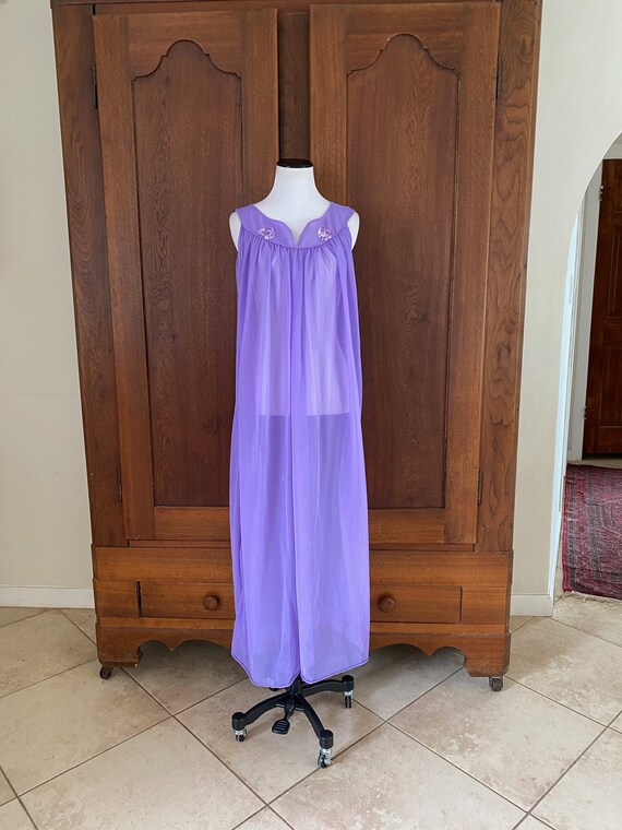 Sheer Purple Chiffon Nightgown 1960's...