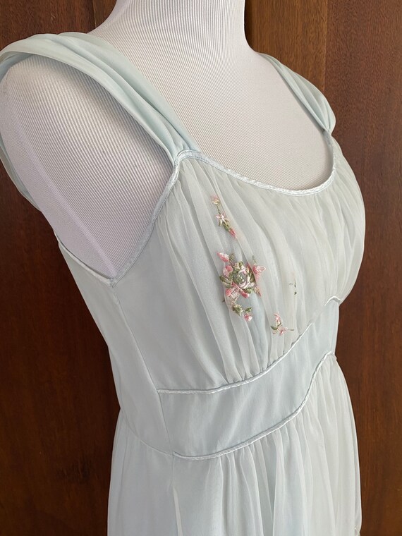 1950's Nightgown God Frie Day? Blue Chiffon...