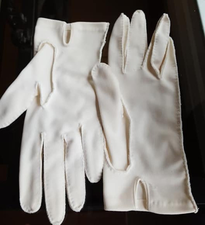 Gloves Size 6.5 Wear Right Made In Philippines Nylon White Dress Small image 3