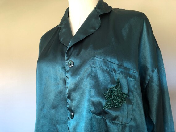 Sleep Shirt Medium Victoria s Secret Heart Label Turquoise Long Sleeves Button Front Vintage Lingerie Etsy Canada