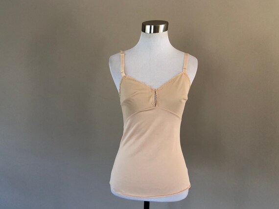 Camisole Size 32 OLGa Nude Nylon V Neck Vintage L… - image 7