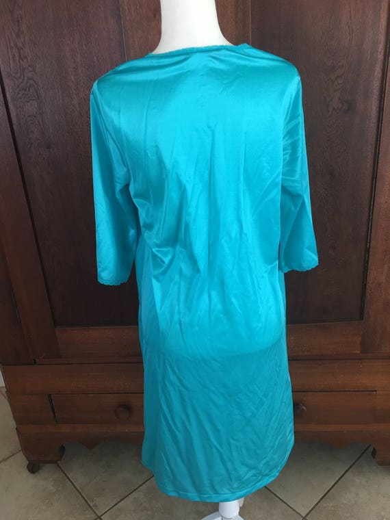 M / Vanity Fair Robe Vintage / Aqua Blue /Short /… - image 5