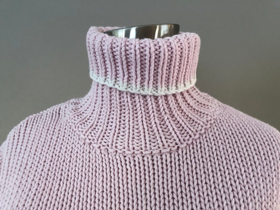 Pullover Sweater  Medium SO Pink Turtleneck Snowf… - image 2