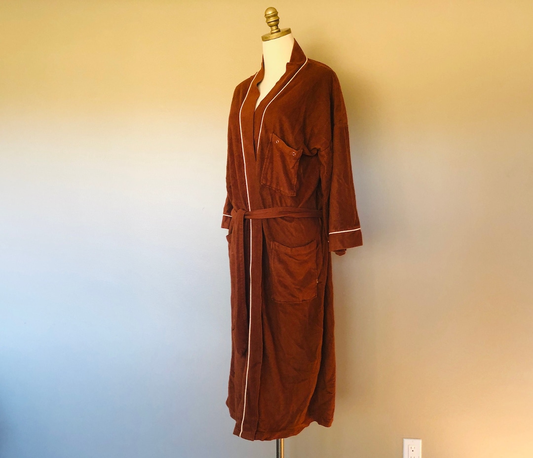 Robe One Size Harcourt Mens Brown Robe With Pockets Double Tie Loops