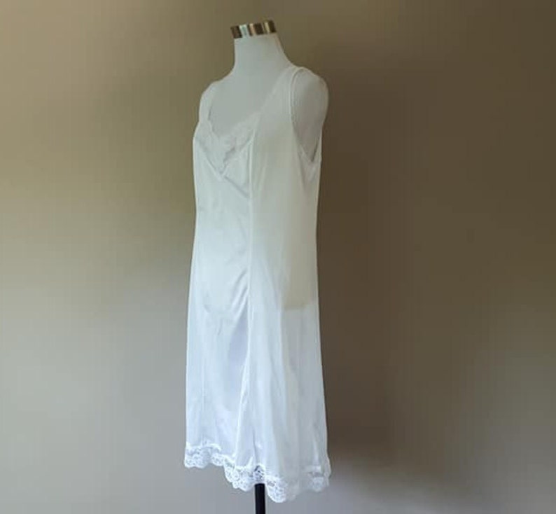 Full Slip Size 38 Blair Large White Nylon and Lace Slip Dress Vintage Lingerie