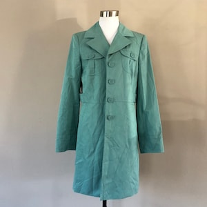 Rain Coat LOFT Size 8 Green Pockets Double Breasted