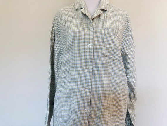 Pajamas Large Nautica Gray Beige Check Cotton Loungewear Resting Wear  Elastic Tie Waist Vintage Lingerie 