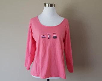 Bed Shirt XL Petra Fashions Pink Sleep Top Made In USA Extra Large Long Sleeves Vintage Lingerie