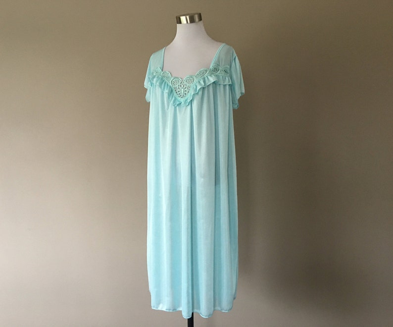 Nightgown Large LATI Fashion Intimates Blue Scoop Neck NWOT Original Tags Never Worn Vintage Lingerie