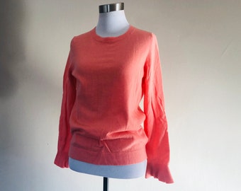 Talbots Small Petite Coral Peach Pullover with with Crew Neck and 3 Quarter Sleeves