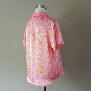 Medium Sleep Shirt, Delicates Bed Top, pink pajama shirt, Satin sleep top, Short Sleeve bed top, Vintage Lingerie image 6