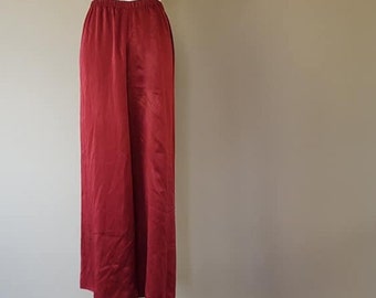 Sleep Pants Small Maroon Cranberry Wine Red Bed Bottoms Two Pockets Pajama Pants Elastic Waist Vintage Lingerie