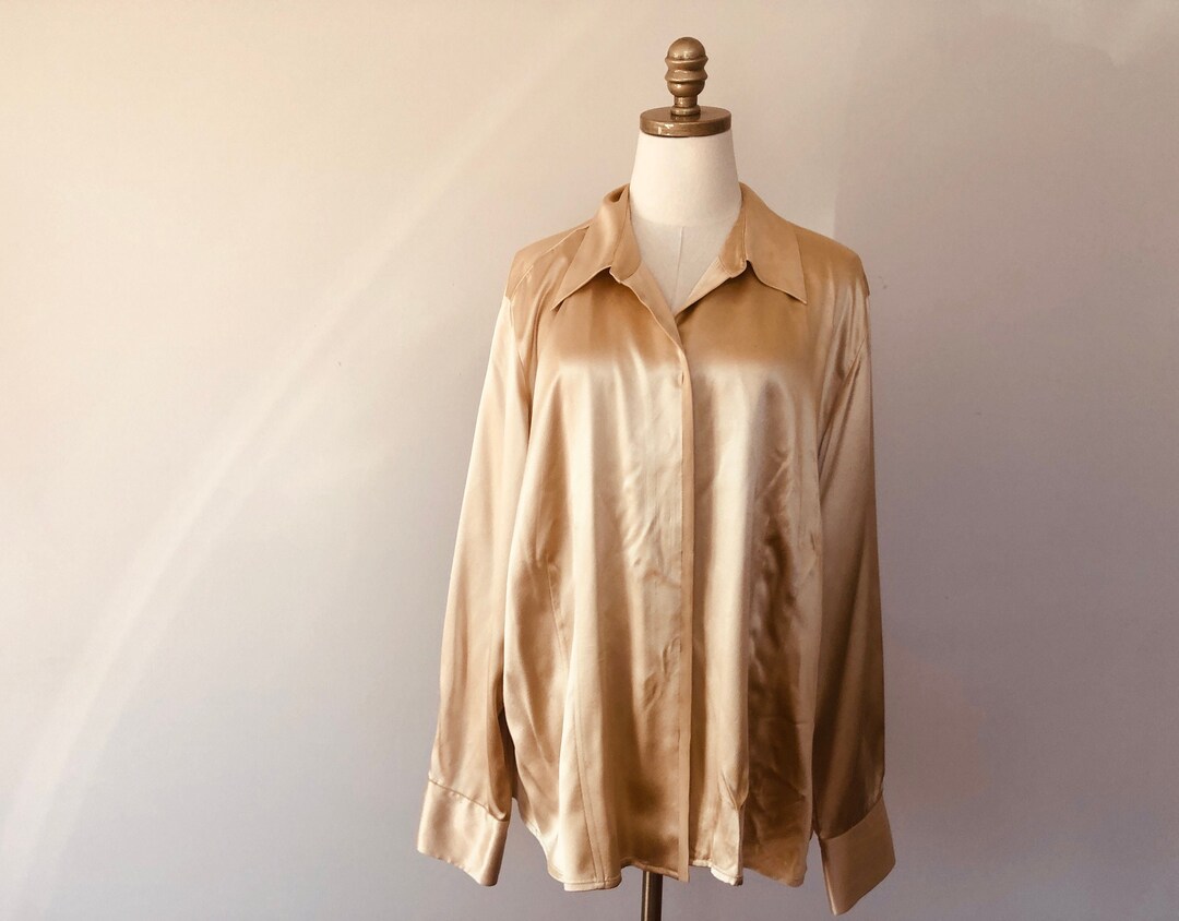 SILK Blouse Plus Size 22W Talbots Woman Petites GOLD Long Etsy